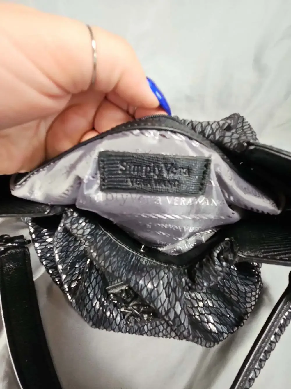 Simply Vera Vera Wang Hobo Shoulder Bag, Chain Detail and Snakeskin Pattern